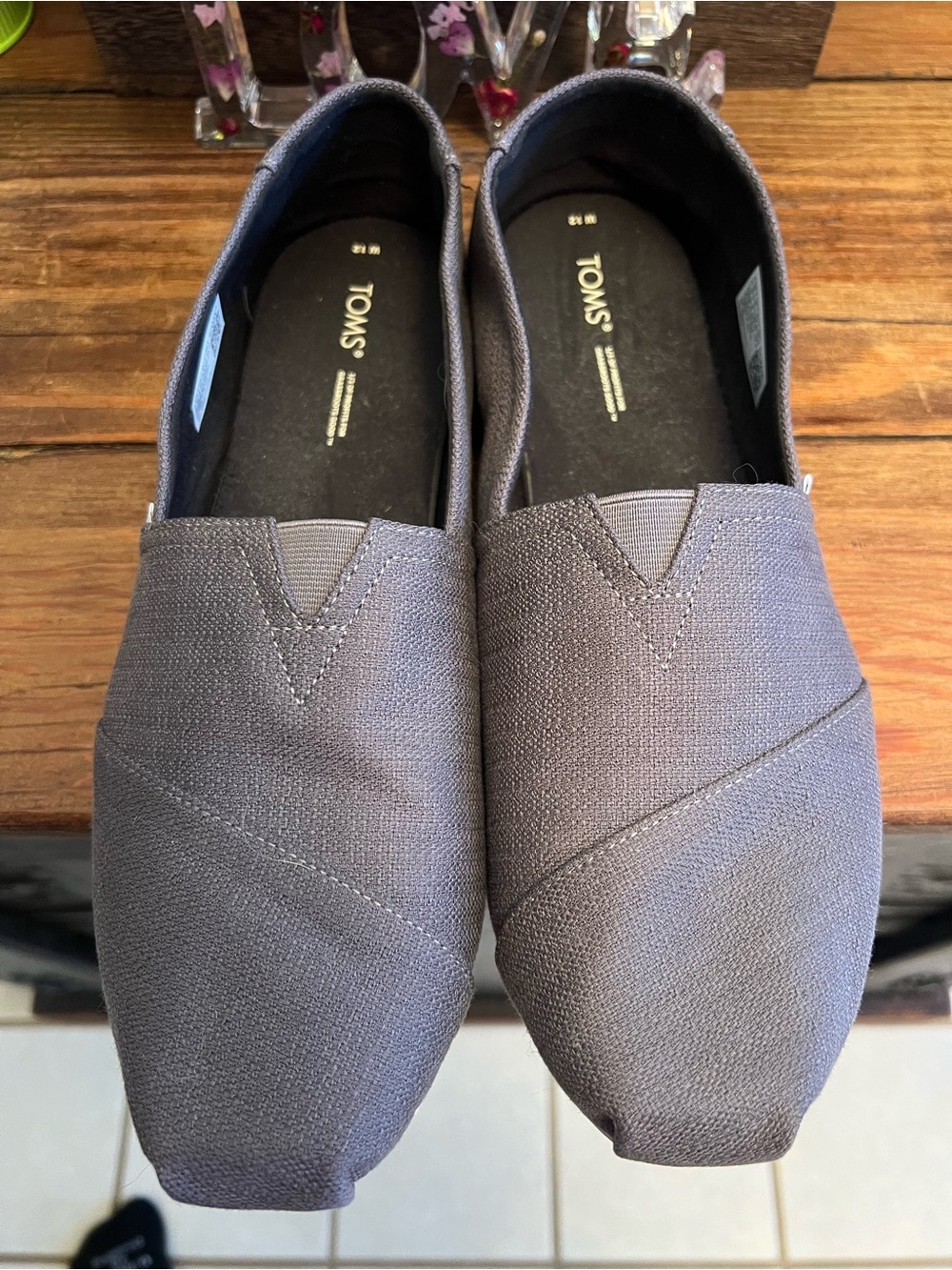 TOMS Women’s Classic Slip-On Canvas Shoes — Charcoal Gray
